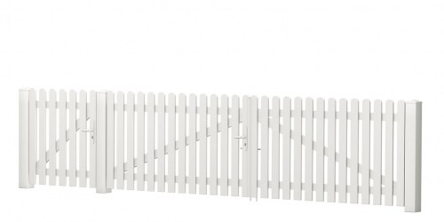 Gartentor-Pforte-Kombination Gerade PVC-Kunststoff Weiß