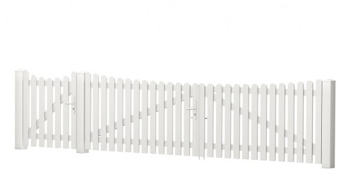 Gartentor-Pforte-Kombination Unterbogen PVC-Kunststoff Weiß